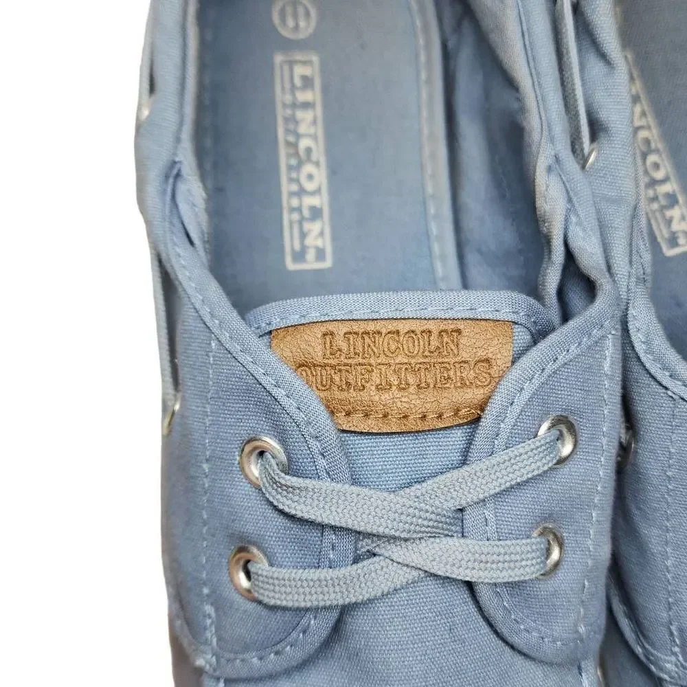 Lincoln Outfitters Womens Blue and White Slip On Denim Flats Dock Shoes‎ Size 11